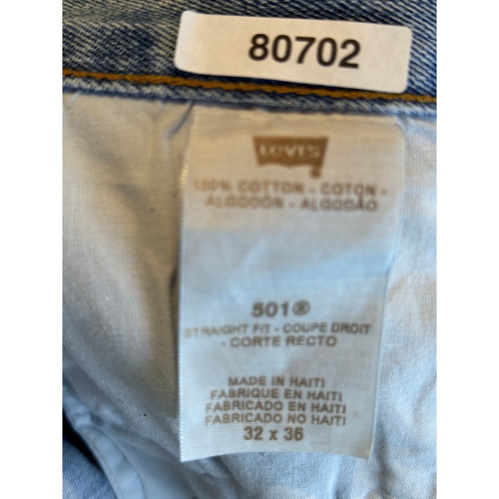 Levis 501 Original Fit Light Wash Straight Leg Jeans Mens 32x36 Blue Denim - Picture 5 of 5